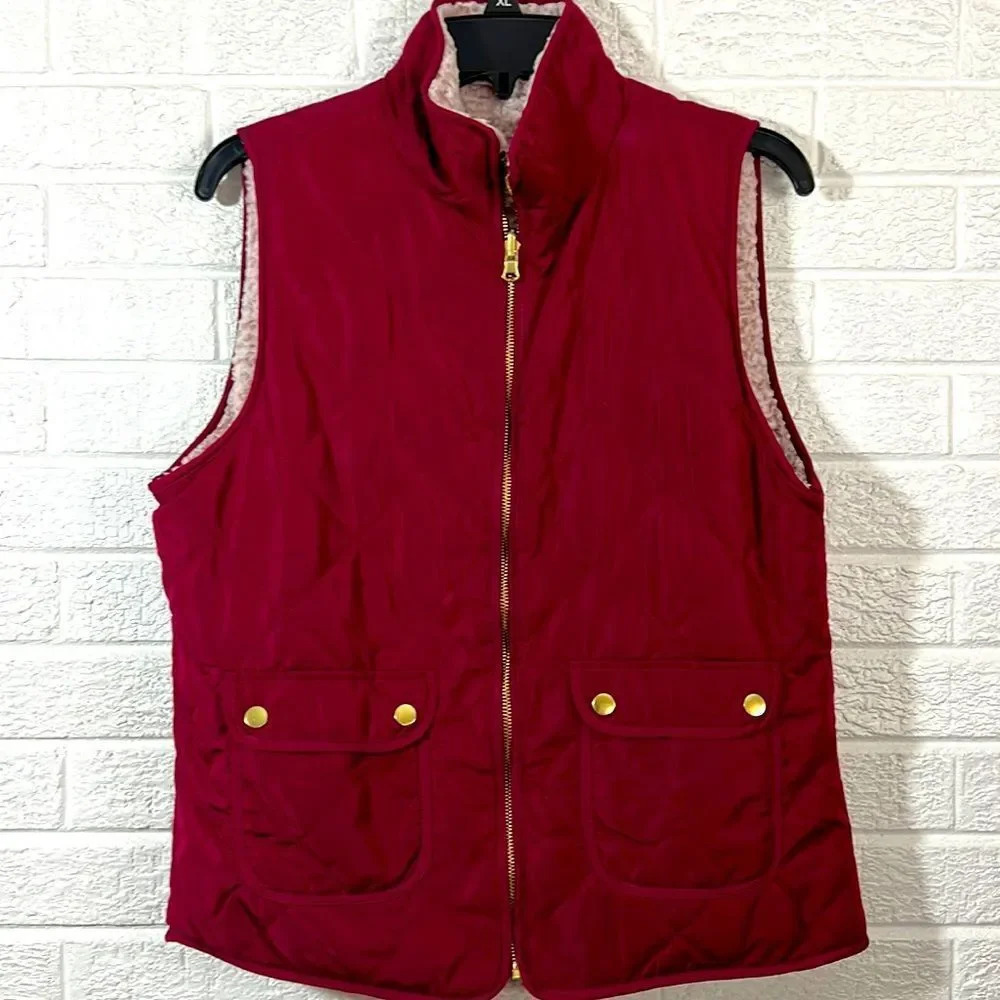 Winter Fleece Maroon Vest Size Small